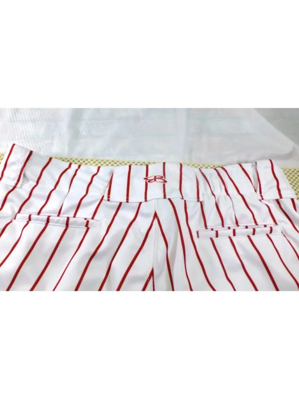 Boombah Mens Baseball Pants White & Red Pinstripe Sz 38 